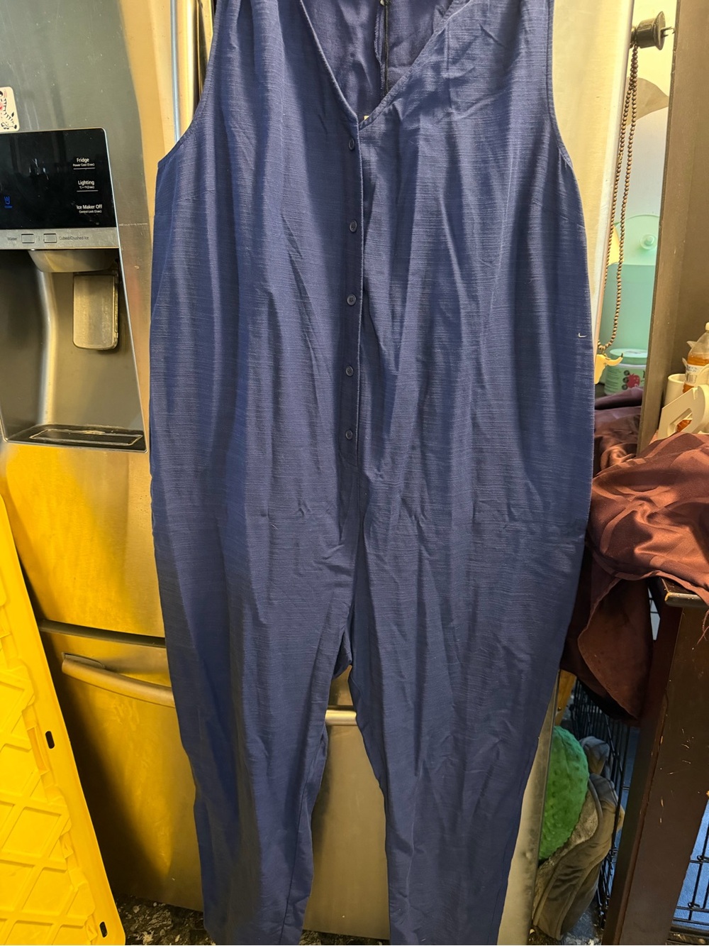 The Nines by HATCH Navy Sleeveless Button-Front Jumpsuit